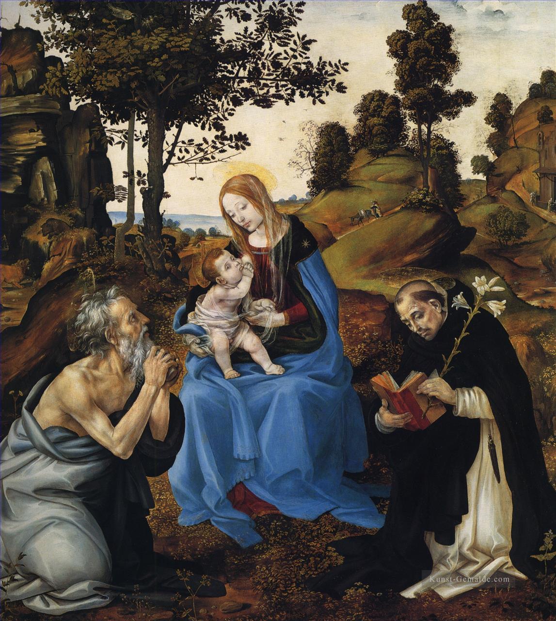 Die Jungfrau und das Kind mit St Jerome und Dominic Christianity Filippino Lippi Ölgemälde
